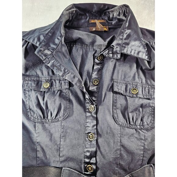 Ashley Stewart Button Down Tunic Shirt With Belt - Black - Size 18 - Picture 8 of 10